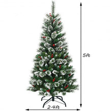 Load image into Gallery viewer, 5 ft Snow Flocked Artificial Christmas Hinged Tree