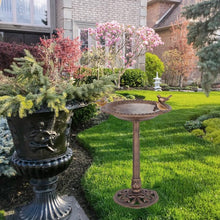 Load image into Gallery viewer, Antique Gold Freestanding Pedestal Bird Bath Feeder