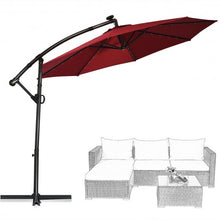 Load image into Gallery viewer, 10FT 360° Rotation Solar Powered LED Patio Offset Umbrella-Burgundy