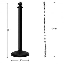 Load image into Gallery viewer, 6PC Set 39.5" Chain C-Hooks Fillable Base Plastic Stanchion-Black