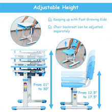 Load image into Gallery viewer, Height Adjustable Children’s Desk Chair Set -Blue