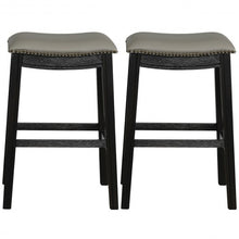 Load image into Gallery viewer, 29" Set of 2 Saddle Nailhead Kitchen Counter-Black Chair