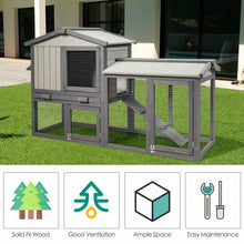 Load image into Gallery viewer, 58" Weatherproof Wooden Rabbit Hutch-Gray