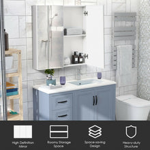 Load image into Gallery viewer, 2-Tier Wall-Mounted Storage Cabinet with Double Mirror Doors
