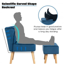 Load image into Gallery viewer, Leisure Chair and Ottoman Thick Padded Tufted Sofa Set-Blue