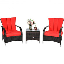 Load image into Gallery viewer, 3PCS Rattan Coffee Table Set Chair-Red
