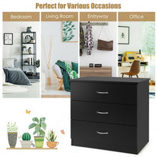 Load image into Gallery viewer, 3 Drawer Dresser Chest of Drawer with Wide Storage Space Organiser-Black