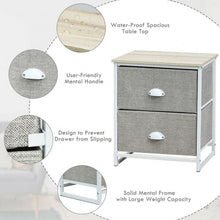 Load image into Gallery viewer, Metal Frame Nightstand Side Table Storage with 2 Drawers-Gray