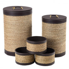 Load image into Gallery viewer, 5 pcs Round Storage Basket Seaweed Hamper Laundry Basket