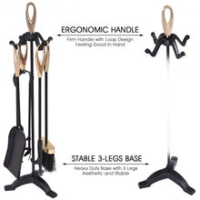 Load image into Gallery viewer, 5 pcs Stylish Gold Iron Fireplace Tools Set