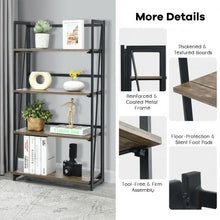 Load image into Gallery viewer, 4-Tier Folding Bookshelf No-Assembly Industrial Bookcase Display Shelves