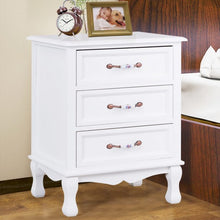 Load image into Gallery viewer, Storage Solid Wood End Nightstand w/ 3 Drawers -White