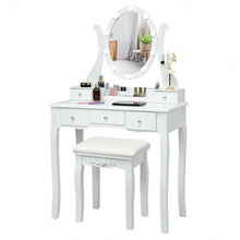 Load image into Gallery viewer, Touch Switch Makeup Dressing Vanity Table Set with 10 Light Bulbs-White