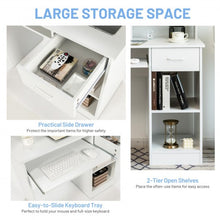 Load image into Gallery viewer, Modern Executive Desk Writing Table with 2-Tier Storage Shelves-White