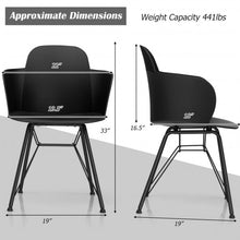 Load image into Gallery viewer, Set of 2 Metal Frame Modern Petal-Shape Plastic Dining Chair-Black