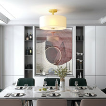 Load image into Gallery viewer, 3-Light Semi Flush Mount Ceiling Light Fixture Glass Drum Pendant Lamp