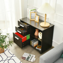 Load image into Gallery viewer, 3-Drawer Mobile Lateral File Cabinet Printer Stand-Espresso