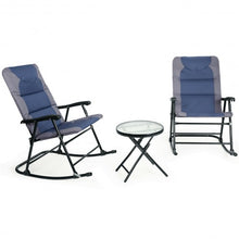 Load image into Gallery viewer, 3 pcs Outdoor Folding Rocking Chair Table Set-Blue