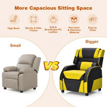 Load image into Gallery viewer, Kids Youth PU Leather Gaming Sofa Recliner with Headrest and Footrest-Yellow