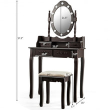 Load image into Gallery viewer, Makeup Vanity Dressing Table Set with Dimmable Bulbs Cushioned Stool-Coffee