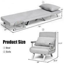 Load image into Gallery viewer, Chamois Convertible Sleeper Bed Arm Sofa with Pillow-Gray