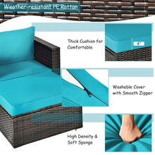 Load image into Gallery viewer, 6 Pcs Patio Rattan Furniture Set with Sectional Cushion-Turquoise