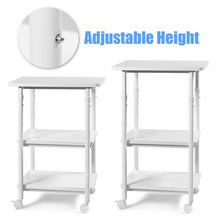 Load image into Gallery viewer, 3-tier Adjustable Printer Stand with 360° Swivel Casters-White