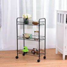 Load image into Gallery viewer, 3 Tier Rolling Kitchen Utility Trolley with Storage Shelf Baskets