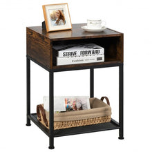 Load image into Gallery viewer, Industrial Nightstand End Side Table with Mesh Shelf