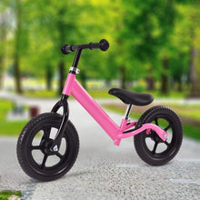 Load image into Gallery viewer, 12" Balance Kids No-Pedal Learning Bicycle Black/Pink-Pink