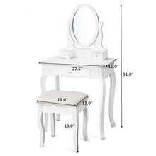 Load image into Gallery viewer, White Simple Vanity Makeup Table with Mirror + 3 Drawers