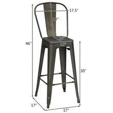 Load image into Gallery viewer, 30" Height Set of 4 High Back Metal Industrial Bar Stools-Gun