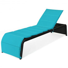 Load image into Gallery viewer, Patio Rattan Lounge Chair Back Adjustable Chaise Recliner w/Cushioned-Turquoise