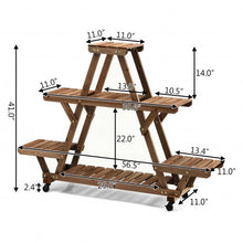 Load image into Gallery viewer, Wooden Plant Stand with Wheels Pots Holder Display Shelf