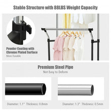 Load image into Gallery viewer, Double Rail Adjustable Clothing Garment Rack with Wheels