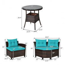 Load image into Gallery viewer, 4Pcs Outdoor Cushioned Rattan Furniture Set-Turquoise