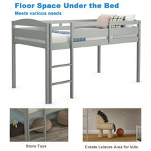 Load image into Gallery viewer, Wooden Twin Low Loft Bunk Bed with Guard Rail and Ladder-Gray