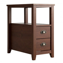 Load image into Gallery viewer, End Table Wooden with 2 Drawers and Shelf Bedside Table-Brown