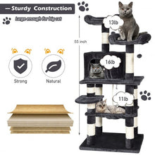 Load image into Gallery viewer, 55" Multi-Level Kitten Activity Tower with Hammock-Gray
