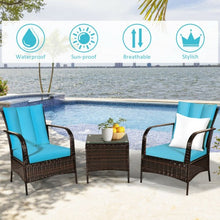 Load image into Gallery viewer, 3 PCS Patio Rattan Furniture Set-Turquoise