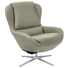 Load image into Gallery viewer, Swivel Top Grain Leather Lounge Armchair Rocking Chair with Ottoman-Gray