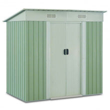 Load image into Gallery viewer, 4x6 ft Outdoor Galvanized Steel Tool Storage Shed with Sliding Door-Light Green