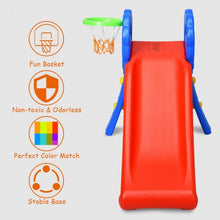Load image into Gallery viewer, 2 Step Children Folding Slide with Basketball Hoop