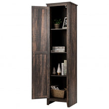 Load image into Gallery viewer, Linen Tower Bathroom Storage Cabinet Tall Slim Side Organizer with Shelf-Walnut