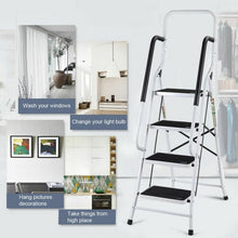 Load image into Gallery viewer, 2-in-1 Non-slip 4 Step Folding Stool Ladder with Handrails