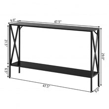 Load image into Gallery viewer, 2 Tier Narrow Accent Side Entryway Metal Frame Console Table -Black
