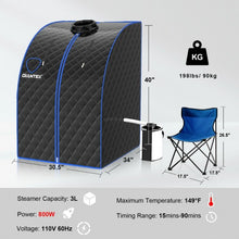 Load image into Gallery viewer, Portable Personal Steam Sauna Spa with 3L Blast-proof Steamer Chair-Black