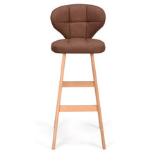 Load image into Gallery viewer, Set of 2 Brown Bar Stools Pub Chair Fabric