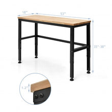 Load image into Gallery viewer, 53" Adjustable Heavy-Duty Workbench with Rubber Wood Top