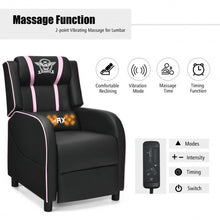 Load image into Gallery viewer, Massage Racing Gaming Single Recliner Chair-Pink